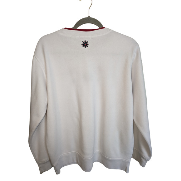 Basting & Smith White Pullover Sweatshirt M Snowflake Embroidery - Picture 2 of 9